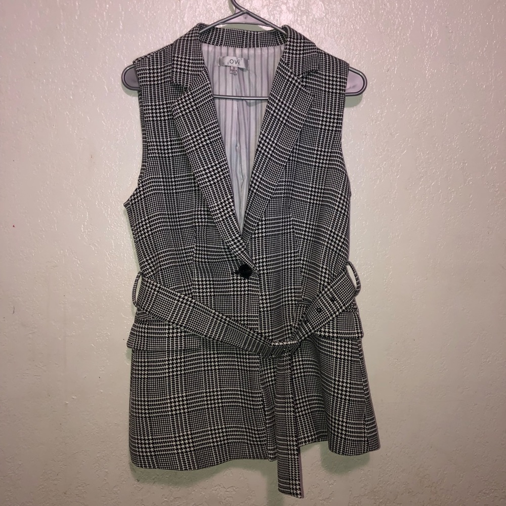 Plaid long vest